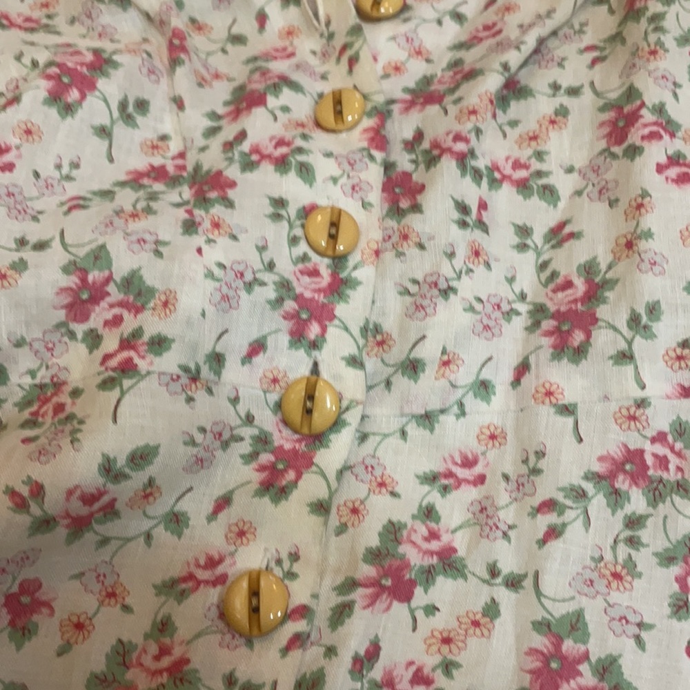 Ralph Lauren Purple Label Cream Floral Button-Front Midi Dress - Picture 9 of 9